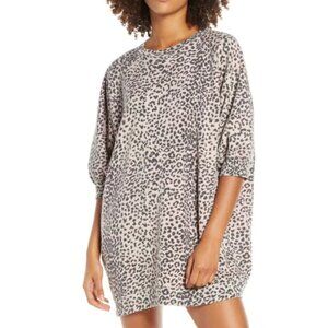 Ragdoll pink black leopard print short sleeve oversized sweatshirt SMALL